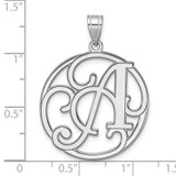 Large Sterling Silver Rhodium-plated Fancy Script Letter A Initial Pendant