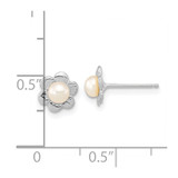 Madi K 14k White Gold 3-4mm White Button Freshwater Cultured Pearl Flower Post Earrings