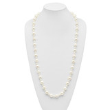 Majestik 7 and 12mm White Imitation Shell Pearl Hand-knotted Slip-on Necklace