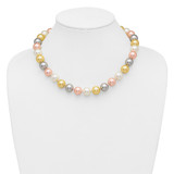 Majestik Sterling Silver Rhodium-plated 12-13mm Multi-Color Imitation Shell Pearl Hand-knotted Necklace