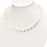Majestik Sterling Silver Rhodium-plated 12-13mm White Imitation Shell Pearl Hand-knotted Necklace - QM-ACF12100-2410