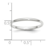 Platinum 2mm Half Round Wedding Band Size 12