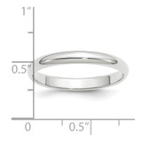 Platinum 3mm Half Round Wedding Band Size 8.5