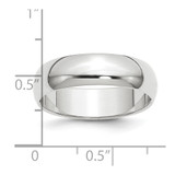 Platinum 6mm Half Round Wedding Band Size 8