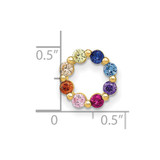 Prizma Sterling Silver Gold-tone 14K Flash Gold-plated Colorful CZ Circle Chain Slide