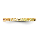Prizma Sterling Silver Gold-tone 14K Flash Gold-plated Colorful CZ Eternity Band Ring - QR-10DCBE28-1795