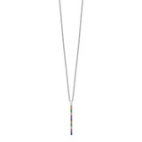 Prizma Sterling Silver Rhodium-plated 16 inch Colorful CZ Vertical Bar Necklace with 2 inch Extender