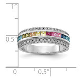 Prizma Sterling Silver Rhodium-plated Channel-Set Colorful and White CZ Ring - QR-3E7CC492-4761