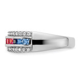 Prizma Sterling Silver Rhodium-plated Channel-Set Colorful and White CZ Ring - QR-E2CB7C5D-2117