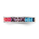 Prizma Sterling Silver Rhodium-plated Channel-Set Colorful CZ Eternity Band Ring - QR-D4811EBE-6202