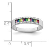 Prizma Sterling Silver Rhodium-plated Colorful Baguette and White CZ Ring - QR-C9CD63D6-7231
