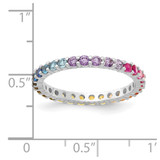 Prizma Sterling Silver Rhodium-plated Colorful CZ Eternity Band Ring - QR-BB9035F3-4754