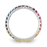 Prizma Sterling Silver Rhodium-plated Colorful CZ Eternity Band Ring - QR-D96DBAD3-3131
