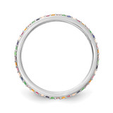 Prizma Sterling Silver Rhodium-plated Colorful CZ Thin Band Ring - QR-0EDD5C7D-7376