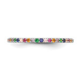 Prizma Sterling Silver Rhodium-plated Colorful CZ Thin Band Ring - QR-0EDD5C7D-7376