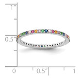 Prizma Sterling Silver Rhodium-plated Colorful CZ Thin Band Ring - QR-DB1EB12A-2210