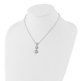 Pure Fire Sterling Silver Rhod-plated Fancy 16in w/2in ext CZ Dangle Neckla