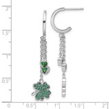 Pure Fire Sterling Silver Rhod-plated Green CZ Clover Heart Post Hoop Earri