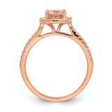 Pure Serenity 14k Rose Gold 1/3 carat Lab Grown Diamond VS/SI+ G+ and Long Cushion Morganite Halo Engagement Ring