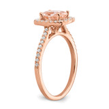 Pure Serenity 14k Rose Gold 1/3 carat Lab Grown Diamond VS/SI+ G+ and Long Cushion Morganite Halo Engagement Ring