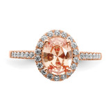 Pure Serenity 14k Rose Gold 1/3 carat Lab Grown Diamond VS/SI+ G+ and Oval Morganite Halo Engagement Ring