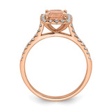 Pure Serenity 14k Rose Gold 1/4 carat Lab Grown Diamond VS/SI+ G+ and Cushion Morganite Halo Engagement Ring