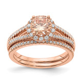 Pure Serenity 14k Rose Gold 1/4 carat Lab Grown Diamond VS/SI+ G+ and Round Morganite Halo Engagement Ring