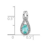 Pure Serenity 14k White Gold 1/10 carat Lab Grown Diamond VS/SI+ G+ and Lab Created Paraiba Teardrop Pendant