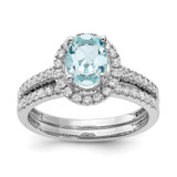 Pure Serenity 14k White Gold 1/3 carat Lab Grown Diamond VS/SI and Oval Lab Created Aquamarine Halo Engagement Ring