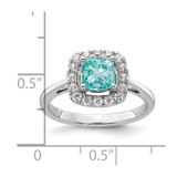 Pure Serenity 14k White Gold 1/4 carat Lab Grown Diamond VS/SI+ G+ and Halo Lab Created Paraiba Ring