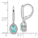 Pure Serenity 14k White Gold 1/5 carat Lab Grown Diamond VS/SI+ G+ and Lab Created Paraiba Leverback Dangle Earrings