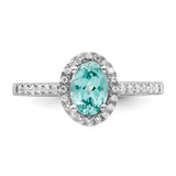Pure Serenity 14k White Gold 1/5 carat Lab Grown Diamond VS/SI+ G+ and Lab Created Paraiba Ring - RM-25D496BC-2161