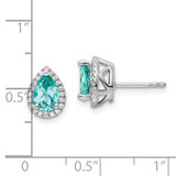 Pure Serenity 14k White Gold 1/6 carat Lab Grown Diamond VS/SI+ G+ and Lab Created Paraiba Pear Post Earrings