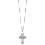 Sentimental Expressions Sterling Silver  Rhodium-plated Antiqued Cross Ash Holder 18 Inch Necklace
