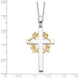 Sentimental Expressions Sterling Silver Gold-plated No Greater Love Cross 18in Necklace