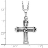 Sentimental Expressions Sterling Silver Rhodium-plated Antiqued Cross Ash Holder 18 Inch Necklace