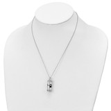 Sentimental Expressions Sterling Silver Rhodium-plated Antiqued Cylinder with Paws Ash Holder 18 Inch Necklace