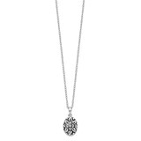 Sentimental Expressions Sterling Silver Rhodium-plated CZ Antiqued Flower Ash Holder 18 Inch Necklace
