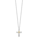 Sentimental Expressions Sterling Silver Rhodium-plated CZ Gold-tone Accent Cross Ash Holder 18 Inch Necklace