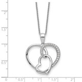 Sentimental Expressions Sterling Silver Rhodium-plated CZ Together In Love 18in Necklace
