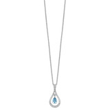 Sentimental Expressions Sterling Silver Rhodium-plated Dec. CZ Stone Never Forget Tear 18 Inch Birthstone Necklace