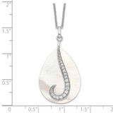 Sentimental Expressions Sterling Silver Rhodium-plated Mother of Pearl CZ Tear From Heaven 18in Necklace