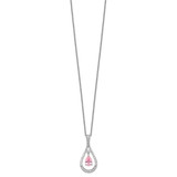 Sentimental Expressions Sterling Silver Rhodium-plated Oct. CZ Stone Never Forget Tear 18in Birthstone Necklace