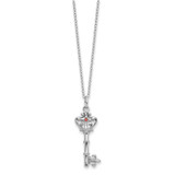 Sentimental Expressions Sterling Silver Rhodium-plated Red CZ Antiqued Key of David 18in Necklace