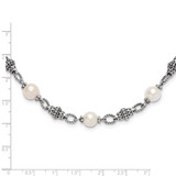 Shey Couture Sterling Silver 20 Inch Antiqued  8-8.5mm Freshwater Cultured Pearl Necklace