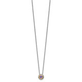 Shey Couture Sterling Silver Antiqued with 14K Accent 18 Inch Antiqued Round Bezel Pink Quartz Necklace