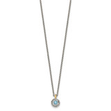 Shey Couture Sterling Silver Antiqued with 14k Accent Light Swiss Blue Topaz 18 inch Necklace