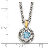 Shey Couture Sterling Silver Antiqued with 14k Accent Light Swiss Blue Topaz 18 inch Necklace