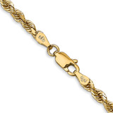 14K 26 Inch 3.35mm Diamond-cut Quadruple Rope Lobster Clasp Chain