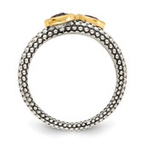 Shey Couture Sterling Silver Gold-tone Flash Gold-plated Antiqued Round Bezel .30Garnet/.20Citrine/.20Smoky Quartz 3 Stackable Rings - QT-63A8ED2A-8085